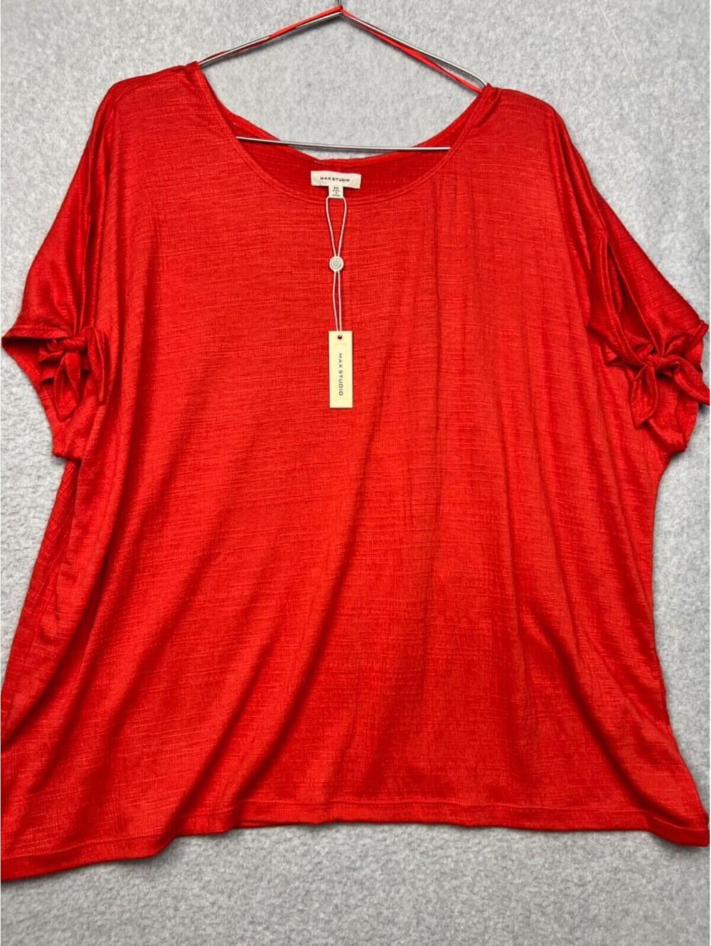 Max Studio Short Sleeve Blouse Womens Plus 3X Lightweight Colorful Spring Causal